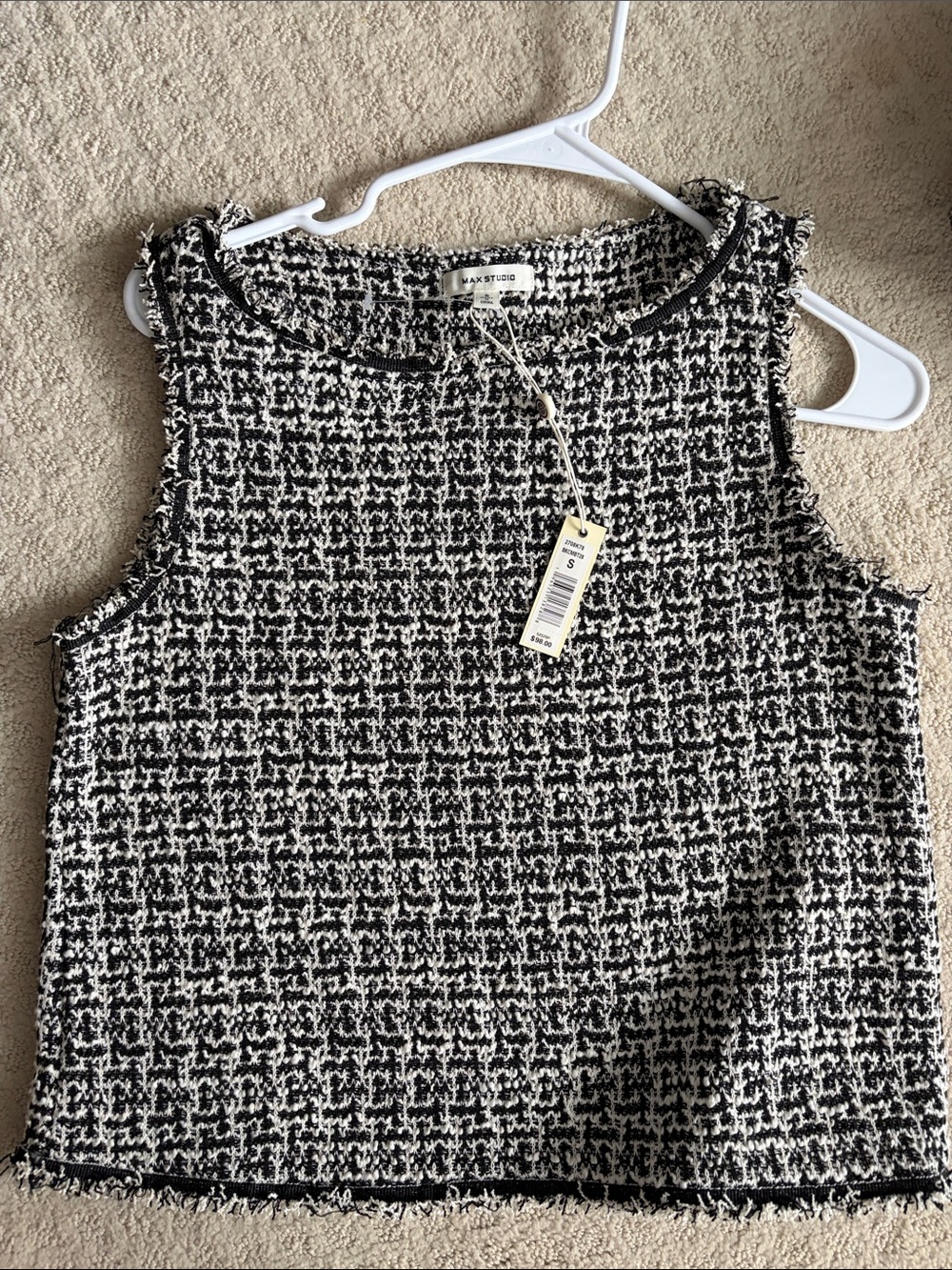 Max Studio Black & White Tweed Sleeveless Shell